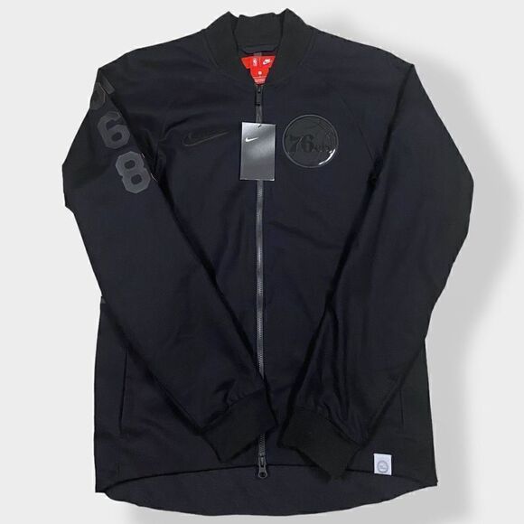 Nike Philadelphia 76ers Modern Varsity Jacket Black Mens size Small 860826-010 - Picture 1 of 11